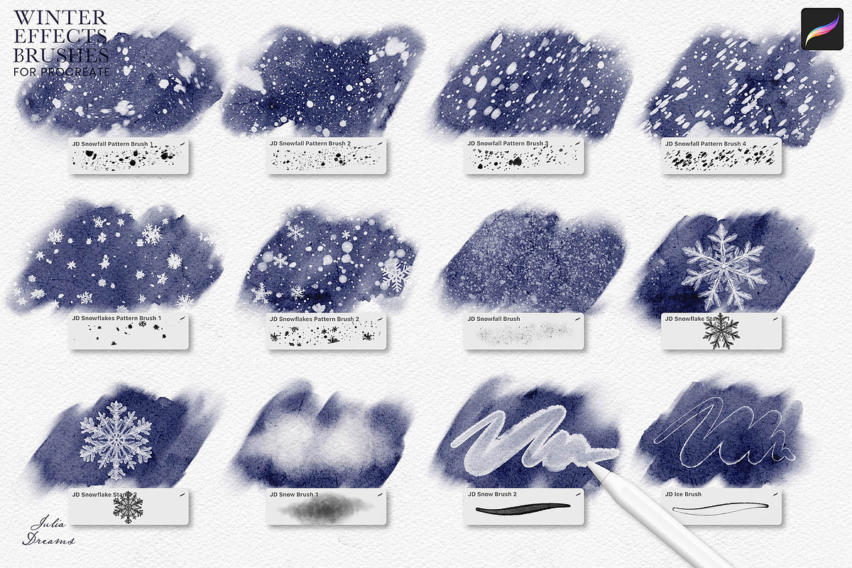 Winter Effects Brushes for Procreate, a Brush Add-On by Julia Dreams (Photo 2 of 4)