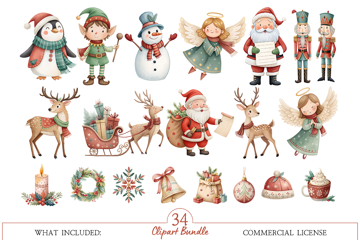 Hello Winter Watercolor Clipart, an Illustration by MockupWizard (Photo 2 of 5)