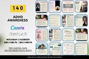 140 ADHD Awareness Canva Templates, a Social Media Template by Digital Template Cart (Thumbnail 1 of 7)