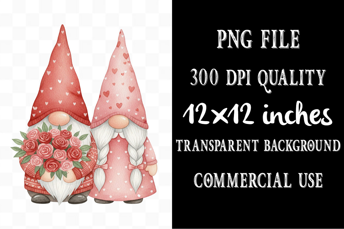 Valentines Gnome Couple Clipart, an Illustration by Designking (Photo 4 of 5)