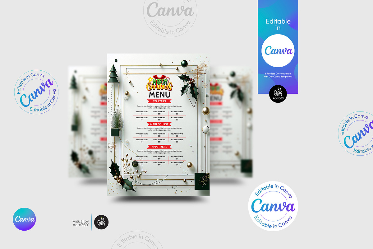 Christmas Menu Flyer Template, a Flyer Template by Aam360 (Photo 1 of 3)