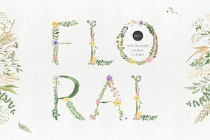 Watercolor Wildflowers Graphic Set