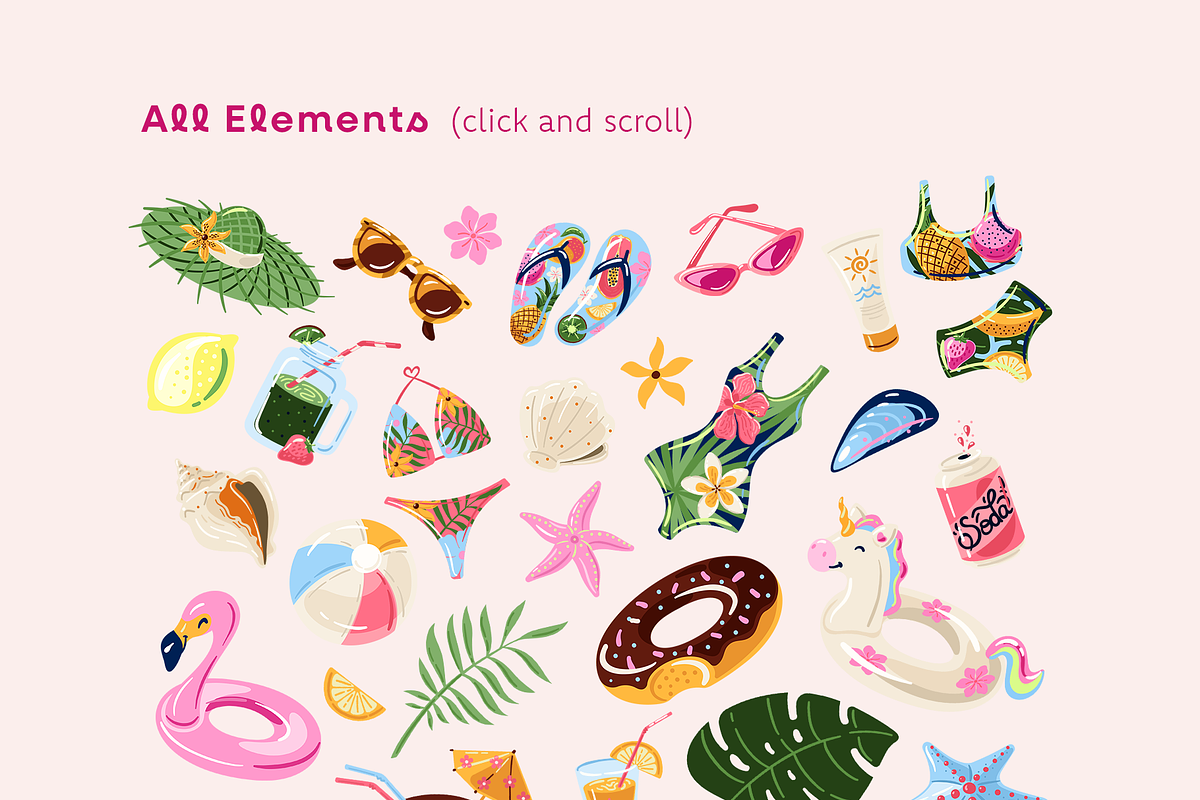 Summer vector clipart, beach sticker, a Seasonal Illustration by harmonia_green_art (Photo 3 of 14)