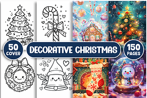 Cute Decorative Christmas Coloring, a Seasonal Illustration by Design Station