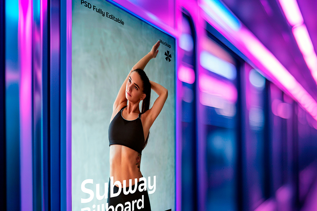 Futuristic Subway Billboard Mockup w, an Advertising Mockup by Mego-studio (Photo 4 of 5)