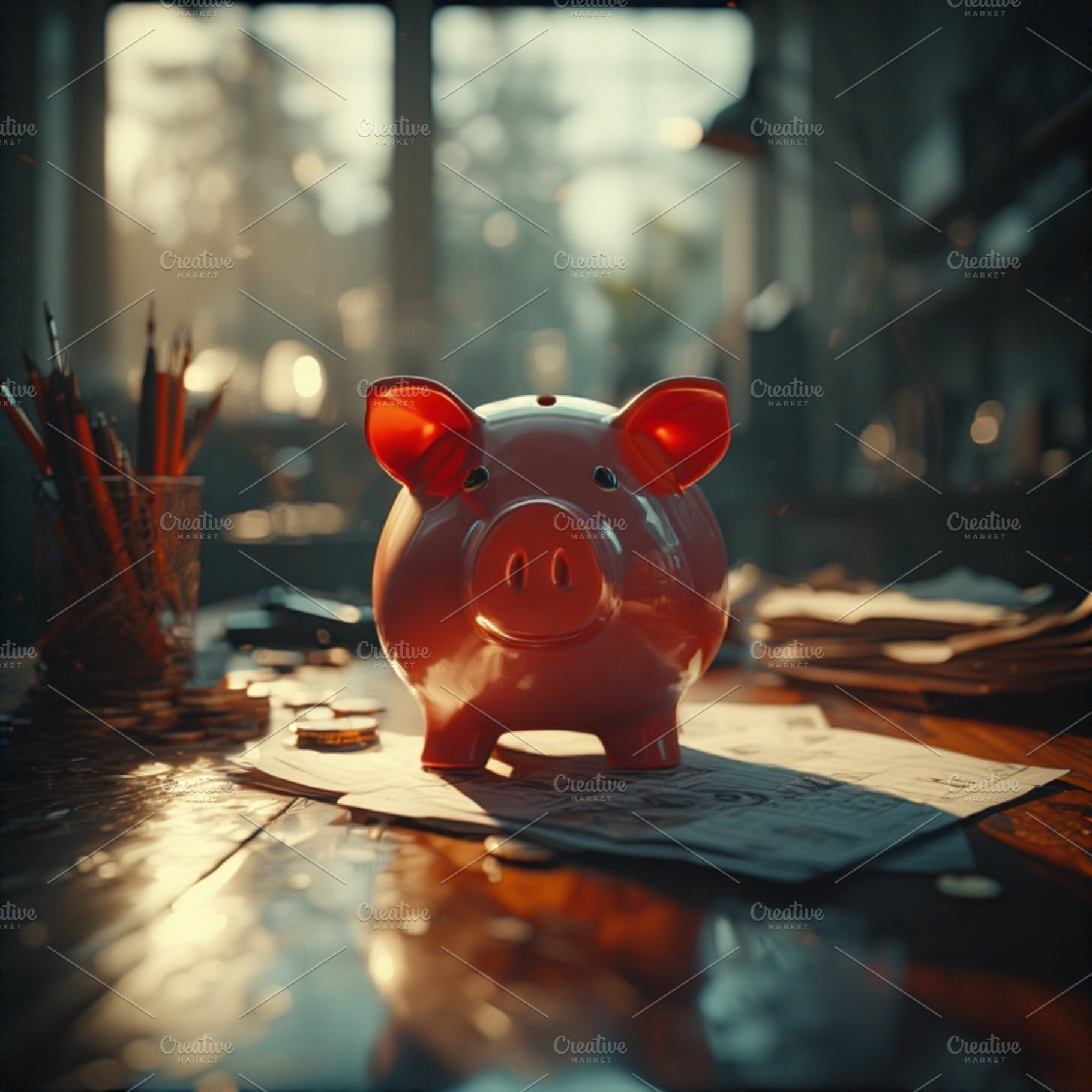Piggy bank stock image, a Photo by ComfortQ