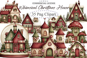 Whimsical Christmas House Clipart, an Illustration by designcity5
