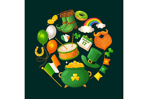 St Patrick's day elements collection, a Seasonal Illustration by Elen_Art