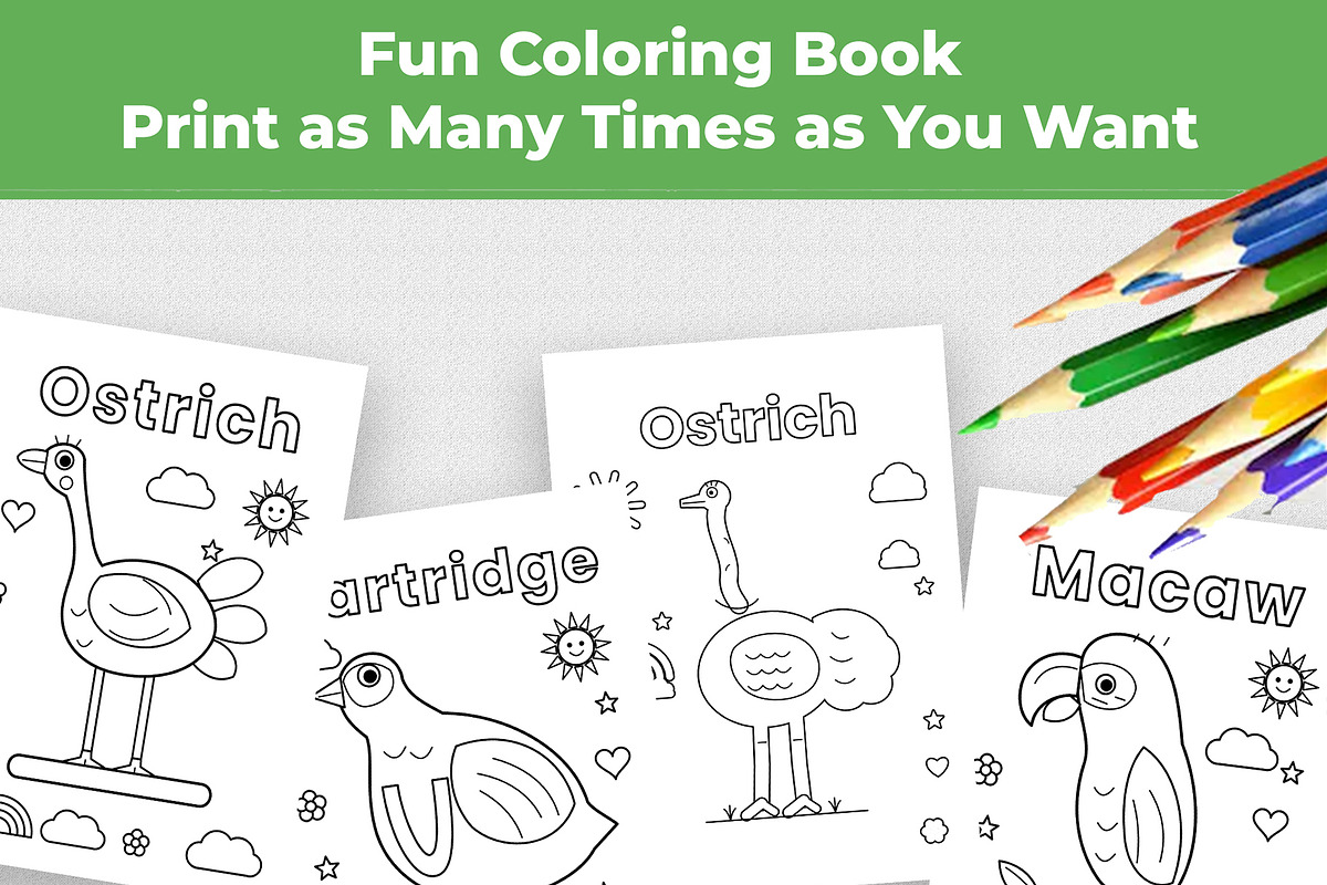50 Pages Animal Coloring Book Kids, an Education Illustration by Mohammad Sarfaraz (Photo 8 of 15)