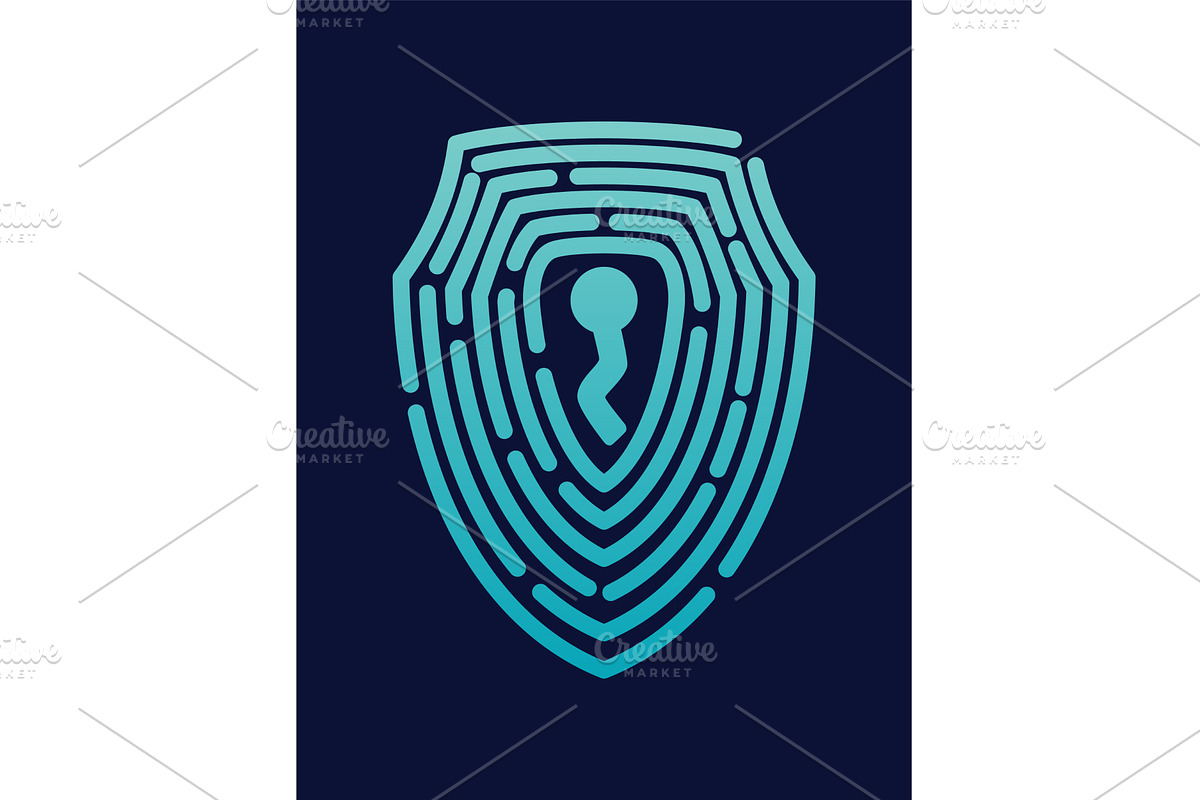Secure shield fingerprint, a Technology Illustration by Things for designers