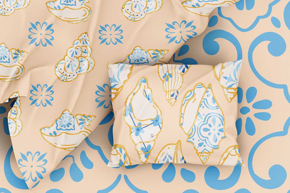 Azulejo Portuguese Shells, a Pattern Graphic by Carpet Tapete Pretzel (Photo 5 of 24)