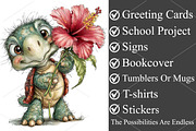 Whimsical Summer Turtle Clipart PNG, a Seasonal Illustration by Canvas Craft (Thumbnail 3 of 7)