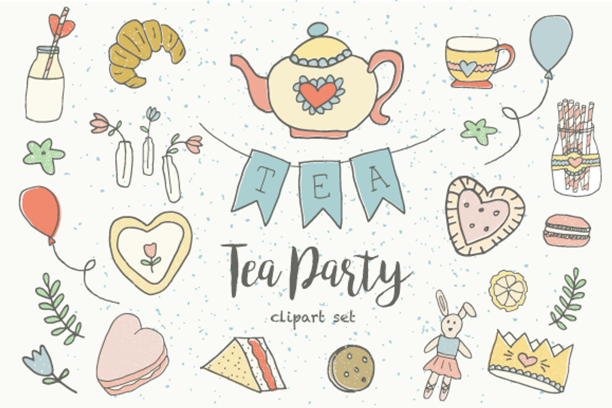 Pastel Tea Party Clip Art, an Illustration by Little Adventure Shop