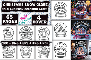 Christmas Snow Globe Coloring Pages, an Illustration by LightExpress
