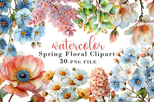 Spring Floral Clipart, an Illustration by Libby Wishes
