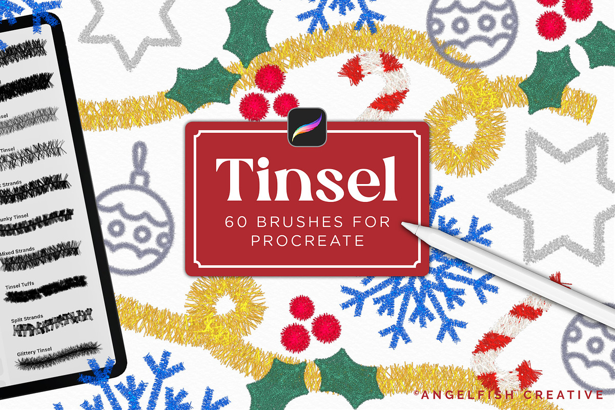 Tinsel Procreate Brush Set, a Brush Add-On by AngelfishCreative (Photo 1 of 11)