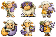 Whimsical Easter Sheep Clipart, an Illustration by Dream Creation (Thumbnail 4 of 6)