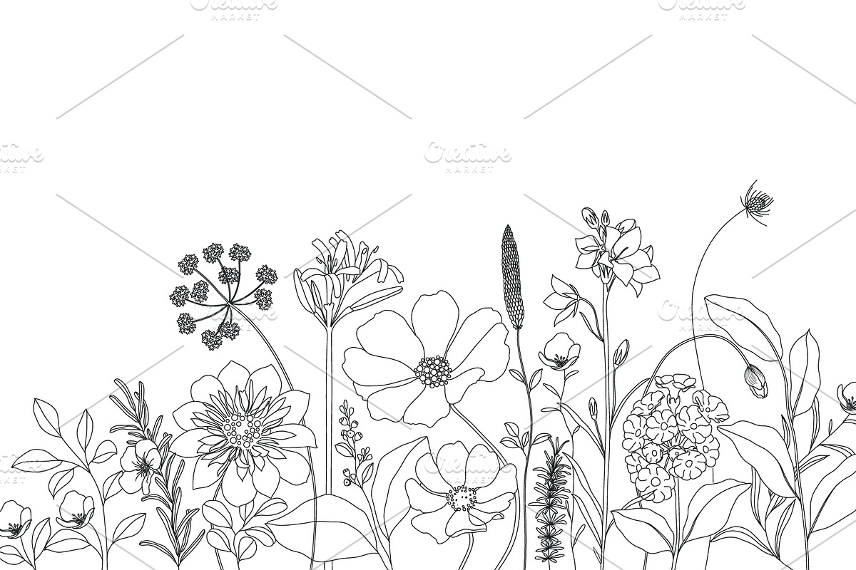 Minimal line flower botanical doodle, a Decorative Illustration by MooBeer (Photo 8 of 8)