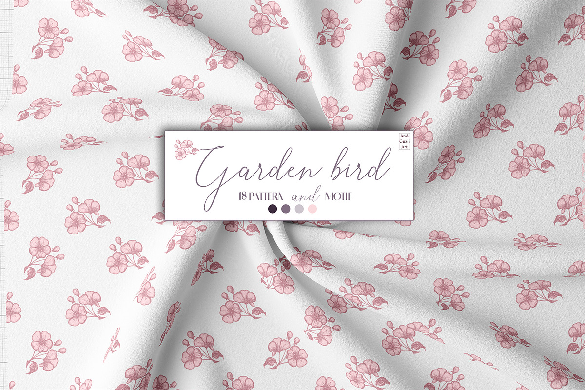 Garden bird. Pattern and motifs., a Pattern Graphic by AnaGuziiArt (Photo 12 of 15)