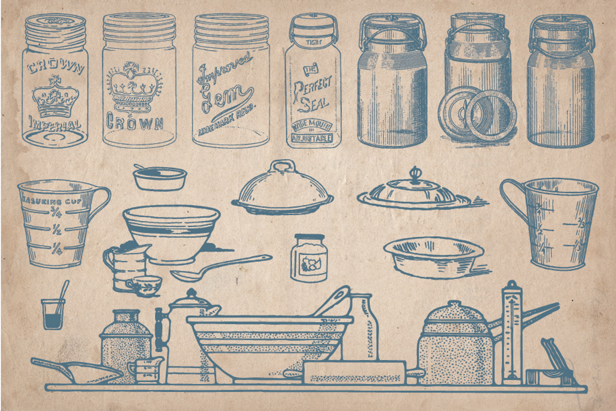 64 Vintage Kitchenware elements preview 3