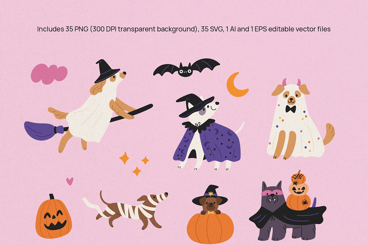 Spooky Dogs Halloween Illustrations, a Seasonal Illustration by happpydesign (Photo 5 of 9)