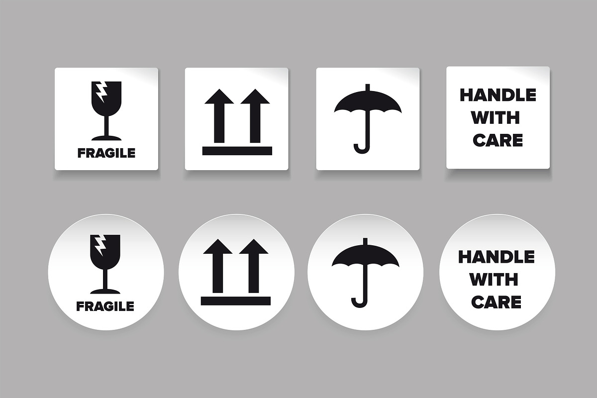 Cargo symbols icon set label, an Icon by Lin´s