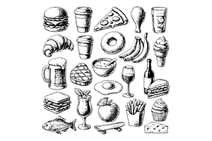 Food and Drink Icons Set, an Object Graphic by nikagraphic