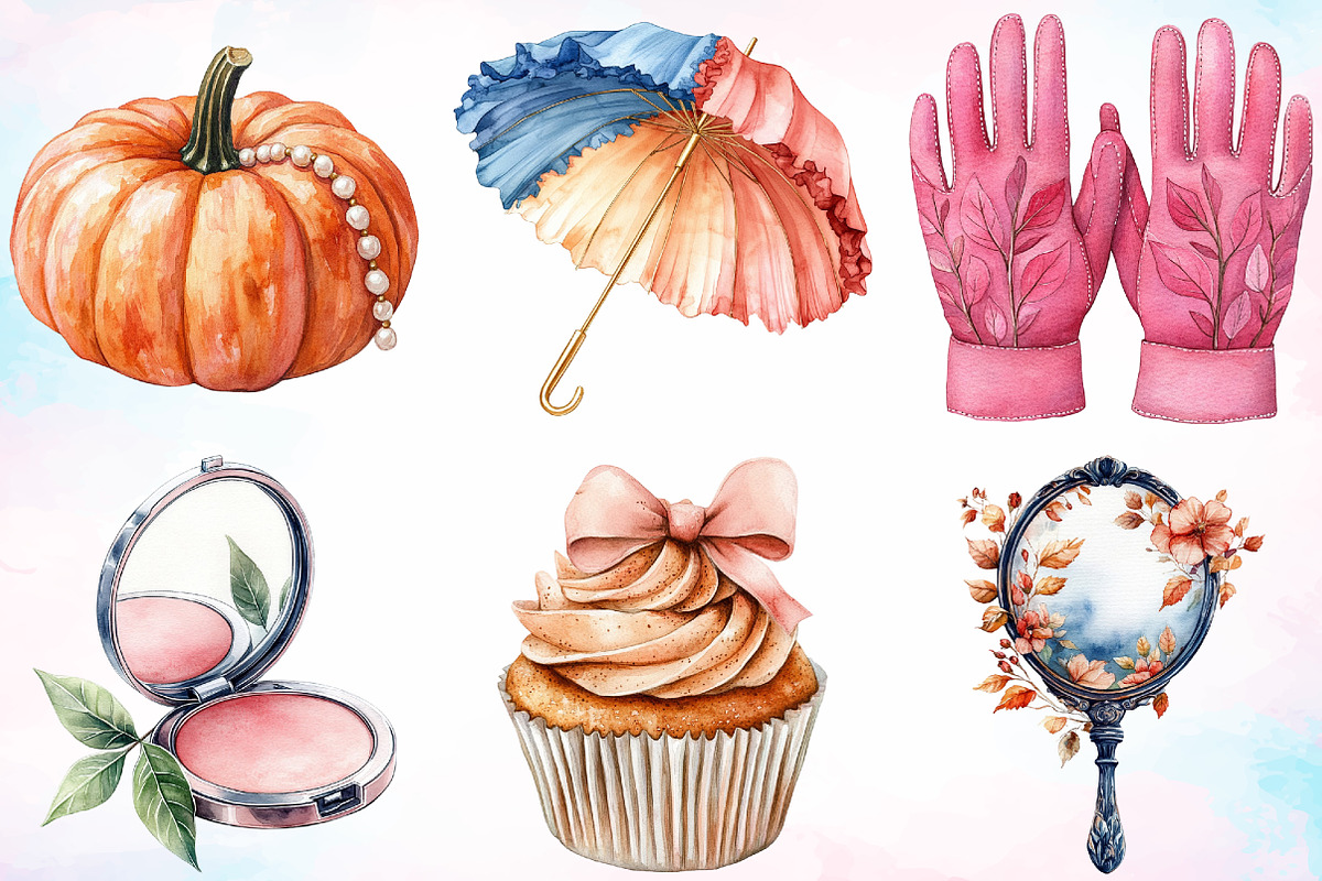 Watercolor Cute Coquette Autumn PNG, a Seasonal Illustration by Canvas Craft (Photo 2 of 4)
