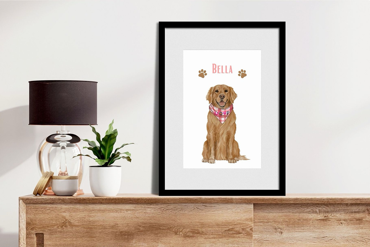 Watercolor Golden Retriever Clipart, an Animal Illustration by ColorfulPT (Photo 3 of 5)