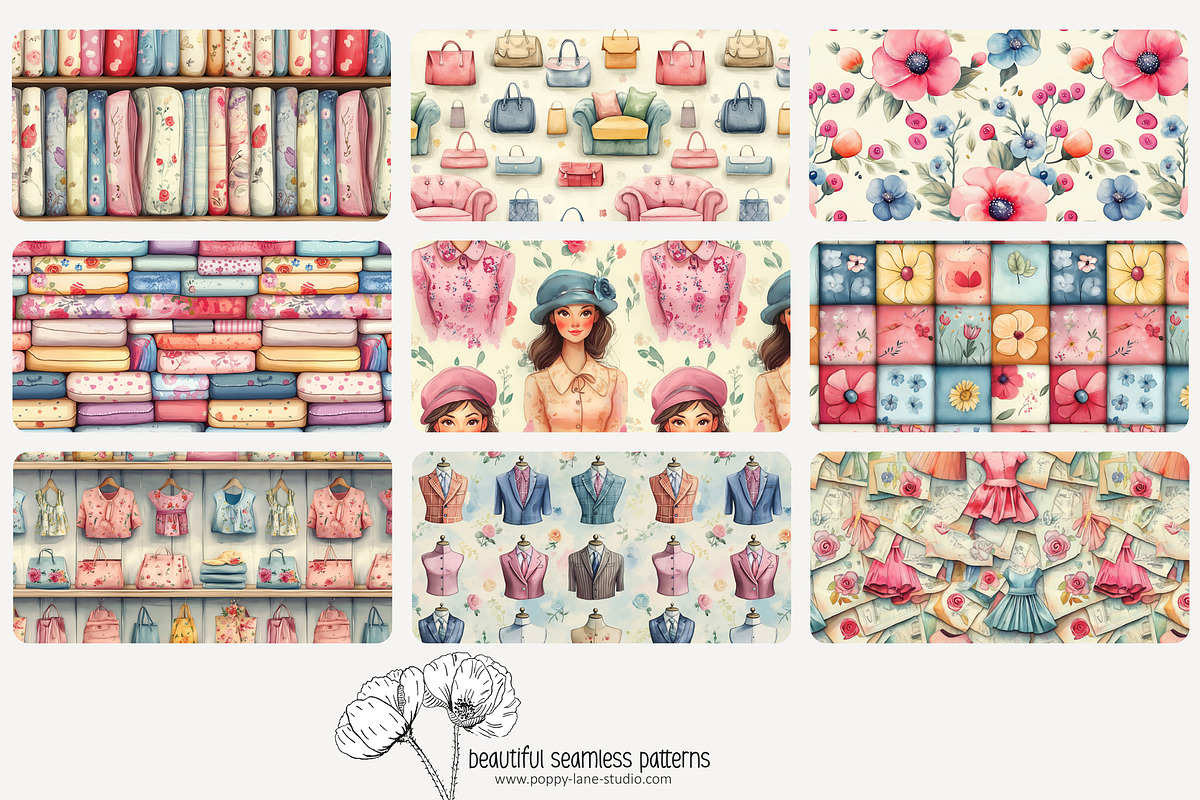 80 seamstress seamless pattern, a Pattern Graphic by Poppy Lane Studio (Photo 5 of 11)