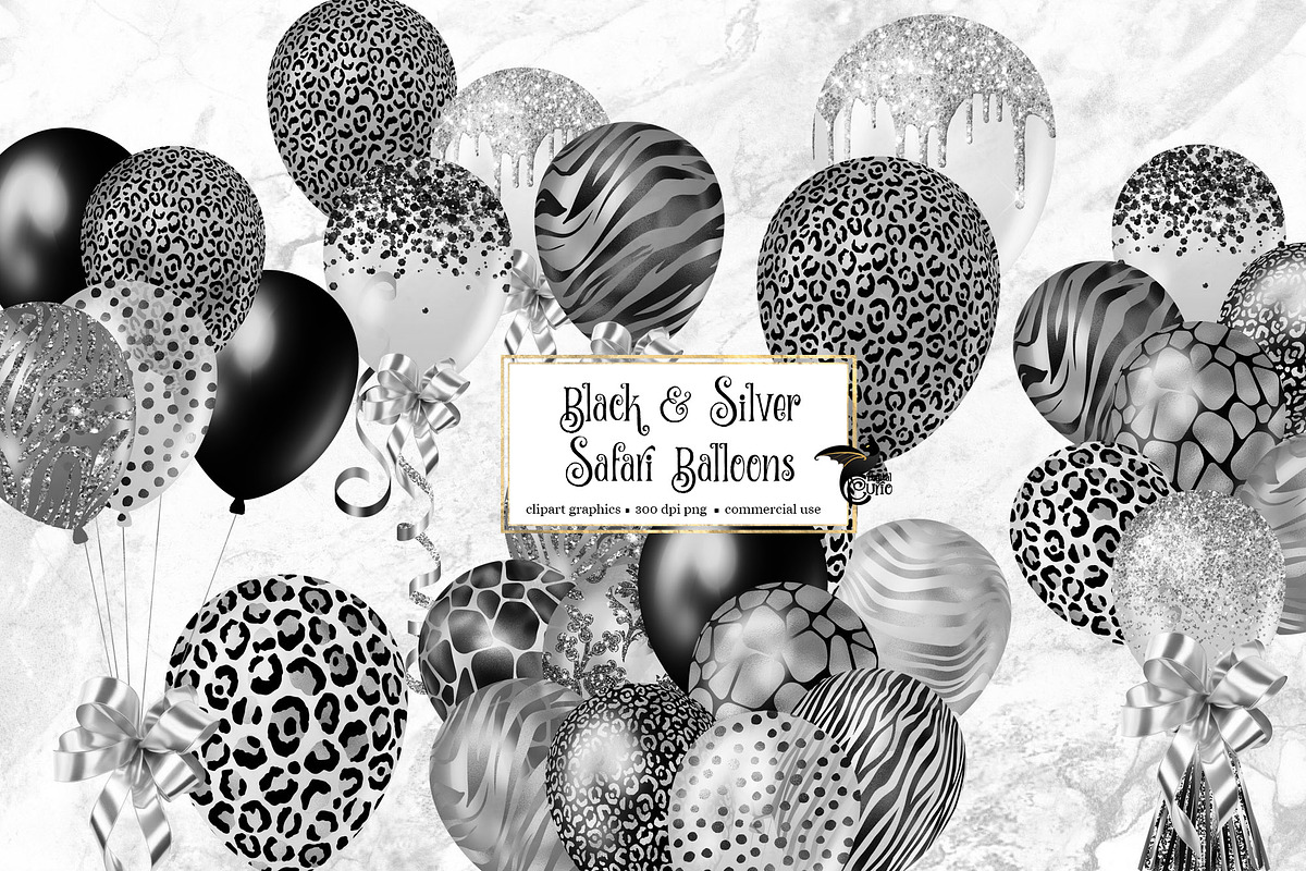 Black and Silver Safari Balloons, an Object Graphic by Digital Curio (Photo 1 of 5)
