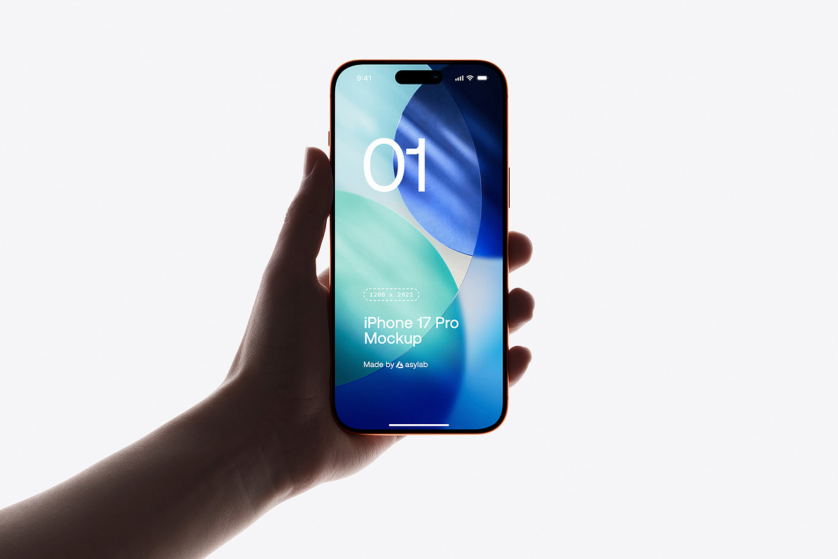 24 iPhone 17 Pro in Hand Mockups, an iPhone Mockup by Asylab (Photo 11 of 107)