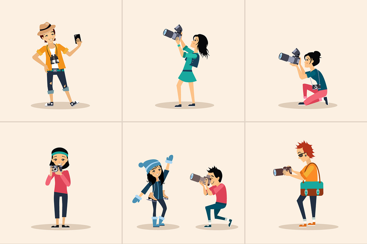 People taking pictures and posing, a Person Illustration by TopVectors