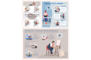 Types of burnout flat infographic