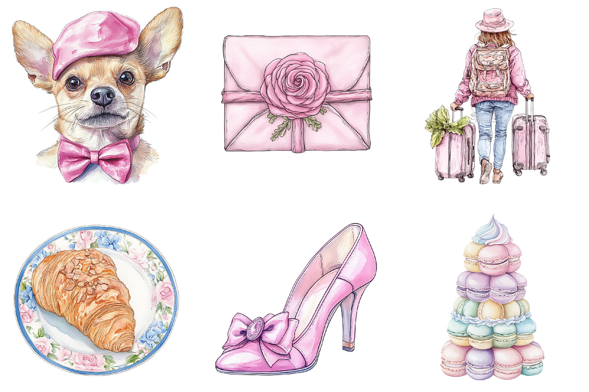 Ooh La La Paris Watercolor Clipart, an Illustration by SinaCreation (Photo 3 of 5)