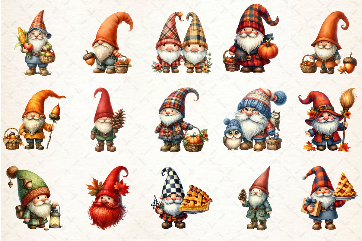 Watercolor Fall gnome Clipart, an Illustration by Rose Art (Photo 2 of 8)