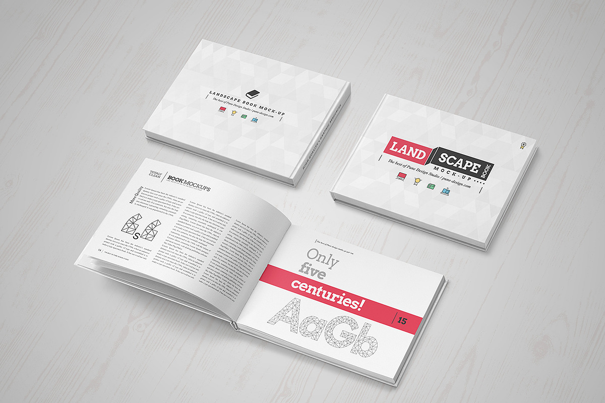 Landscape Book Mock-Up Set, a Books & Magazine Mockup by PuneDesign (Photo 8 of 11)