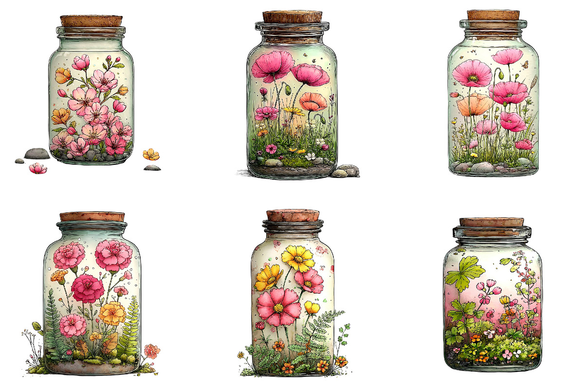 Spring Flowers Jar Clipart, an Illustration by Sublimation Artist (Photo 5 of 7)