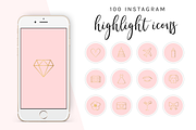 100 Instagram Story Highlight Icons, a Social Media Template by Blog&Glow (Thumbnail 1 of 2)