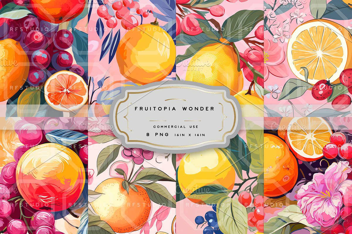 FRUITOPIA WONDER Seamless Bundle, an Illustration by RefinedFantasyStudio (Photo 1 of 9)