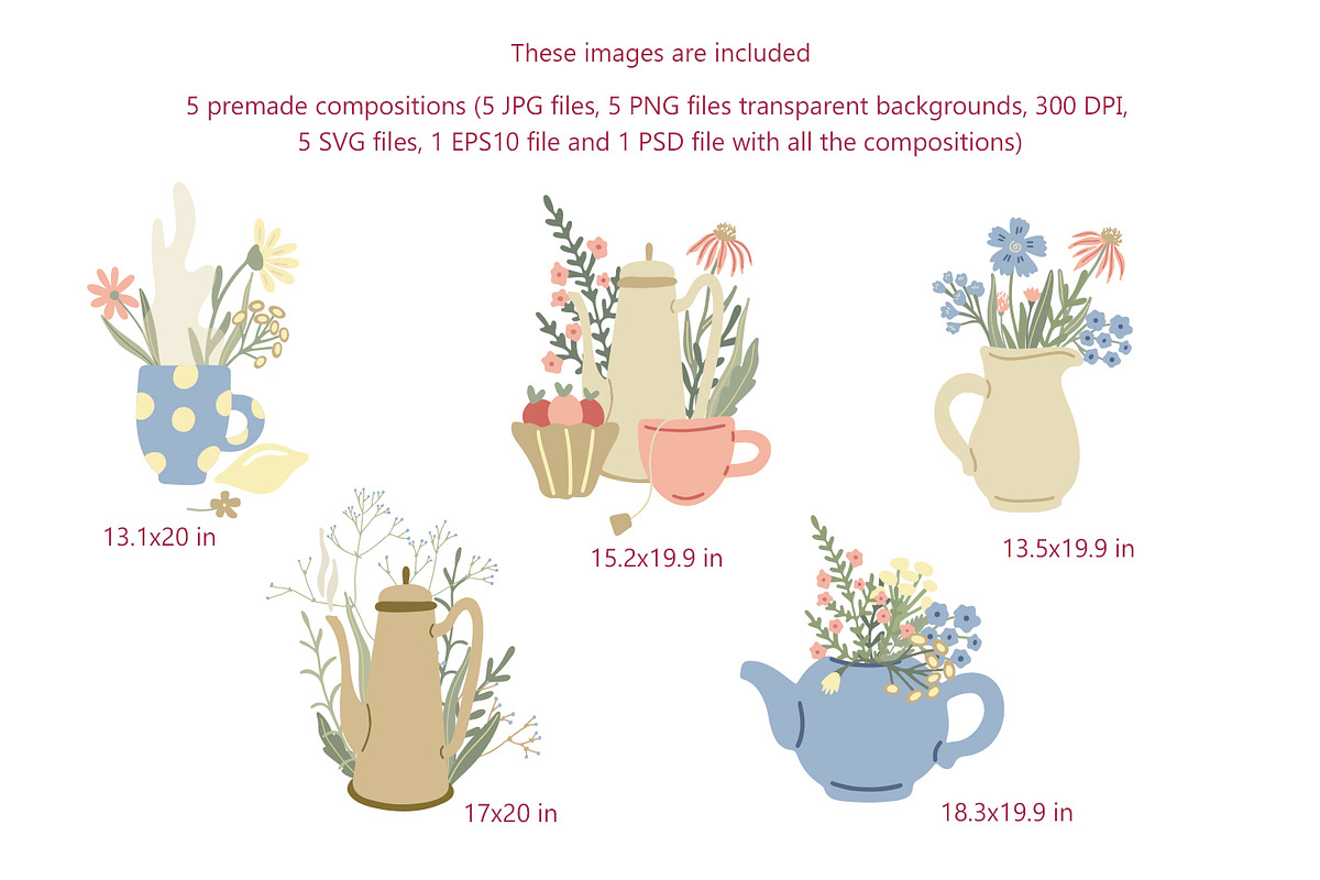 Herbal tea clipart and patterns, a Pattern Graphic by Anna Druzhkova (Photo 3 of 15)