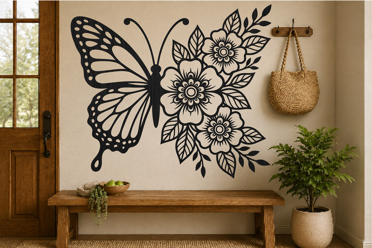 Floral Butterfly Laser Cut SVG, an Object Graphic by DreamCafeArt (Photo 2 of 4)