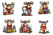 Camping Moose Clipart Bundle, a Seasonal Illustration by CreationArt (Thumbnail 6 of 7)