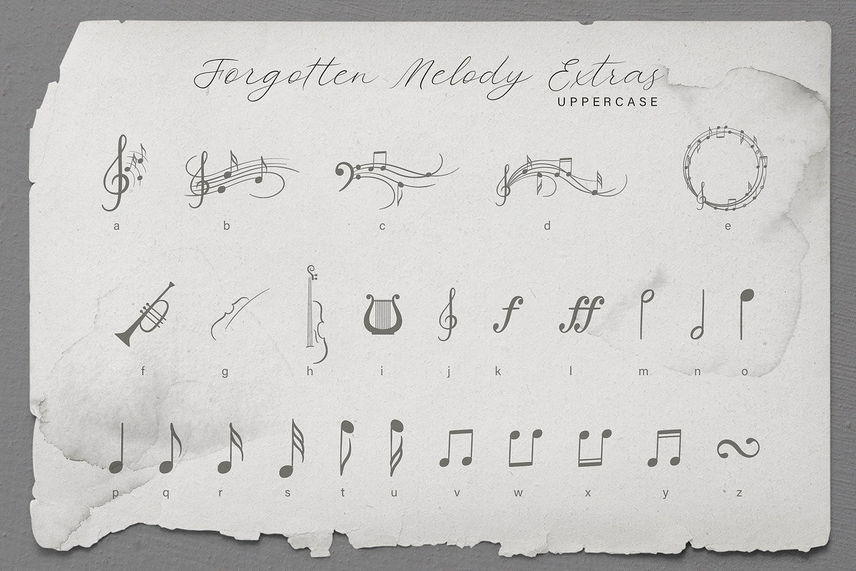 Forgotten Melody Font + EXTRAS, a Script Font by AnMark (Photo 9 of 14)