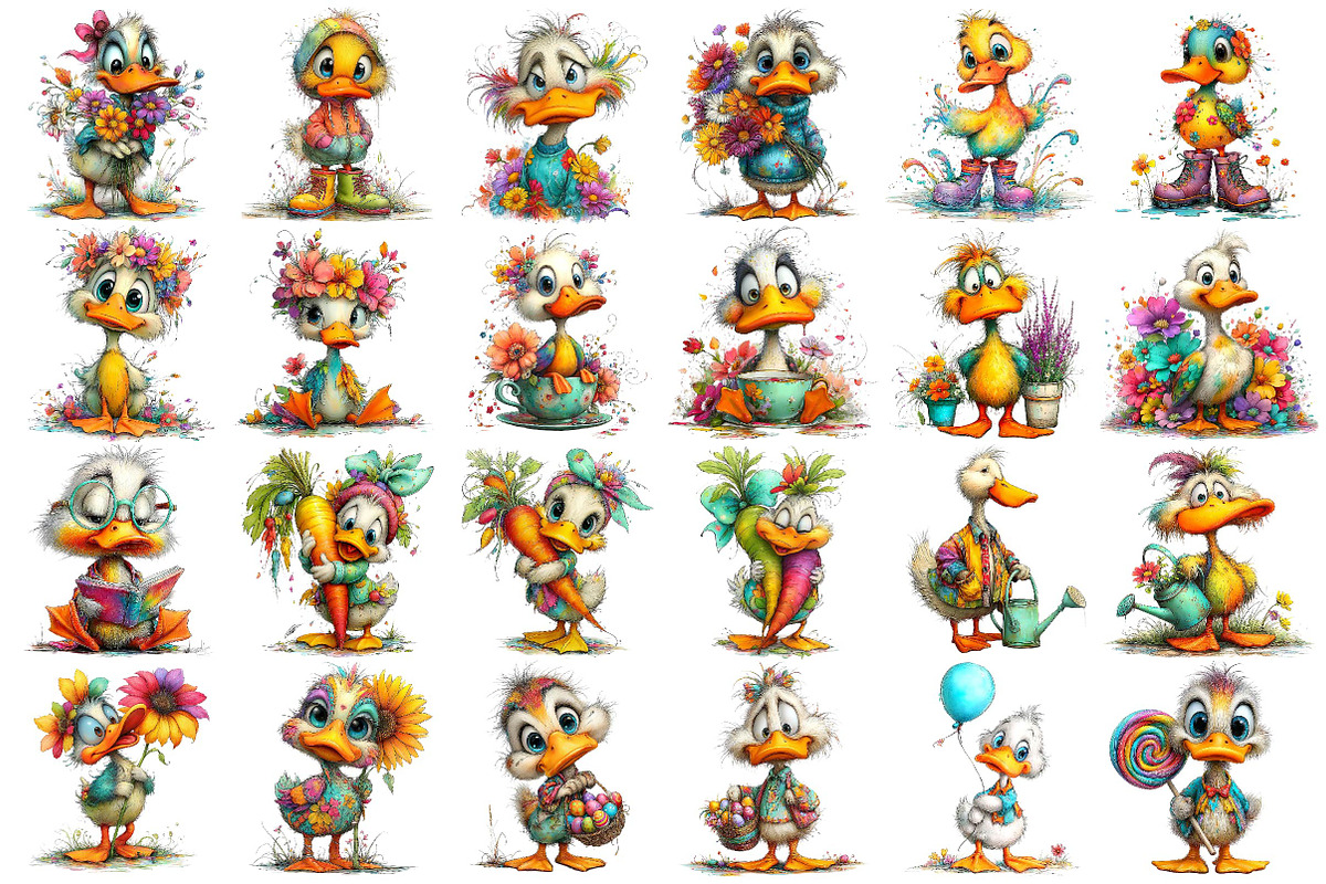 Quirky Duck Watercolor Clipart, an Illustration by DreamPrint404 (Photo 2 of 7)