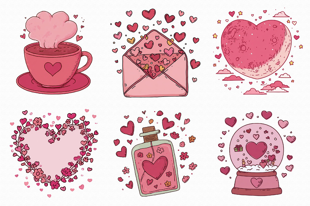 Whimsical Romantic Valentine Clipart, an Illustration by Libby Wishes (Photo 7 of 8)