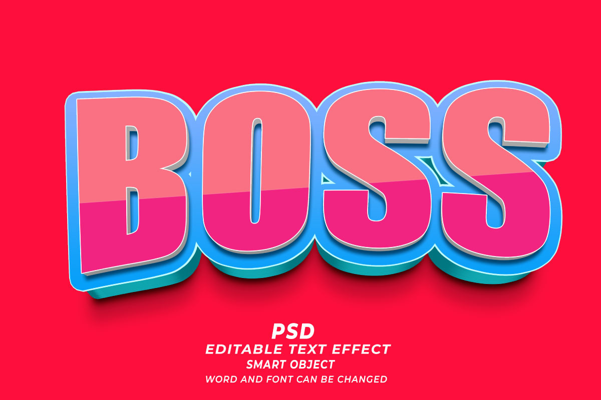 Boss PSD 3D editable text effect, a Layer Style Add-On by TrueVector