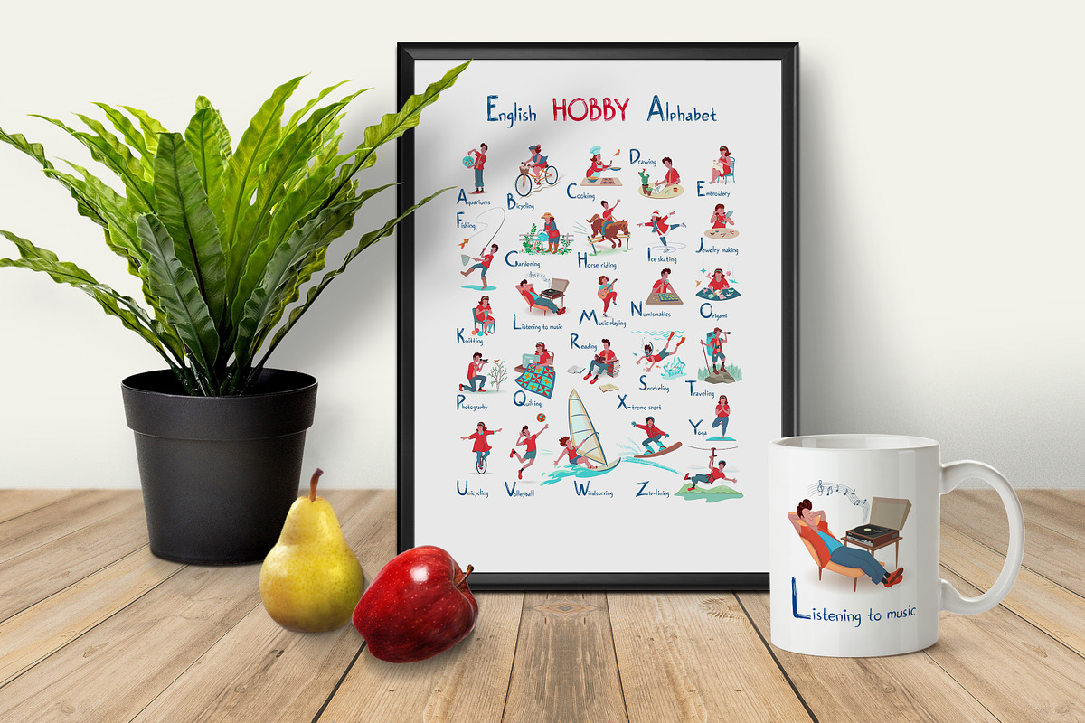 English HOBBY Alphabet, a Person Illustration by Natali_Zhy (Photo 3 of 5)