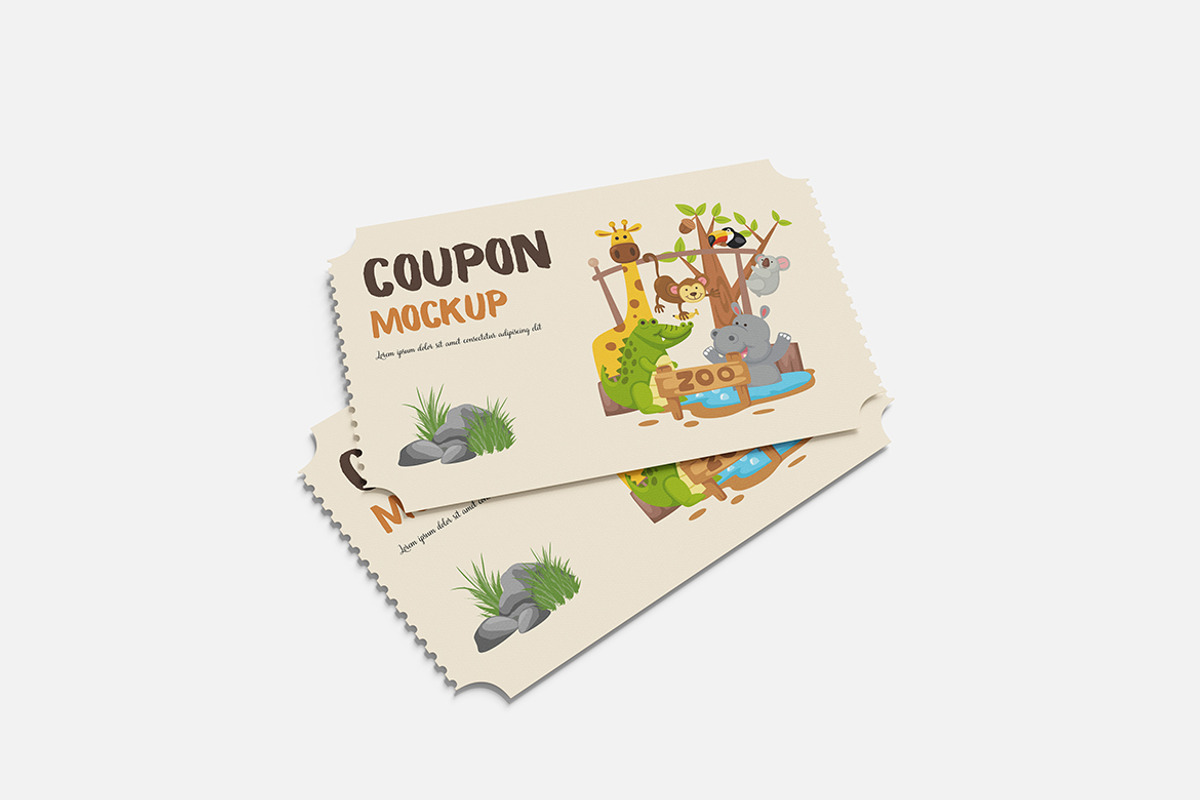 Clean Coupon Mockup, an Advertising Mockup by Indah (Photo 2 of 6)