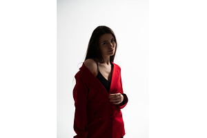 Stylish woman posing wearing an open, a Person Photo by volodymyrshtun13795